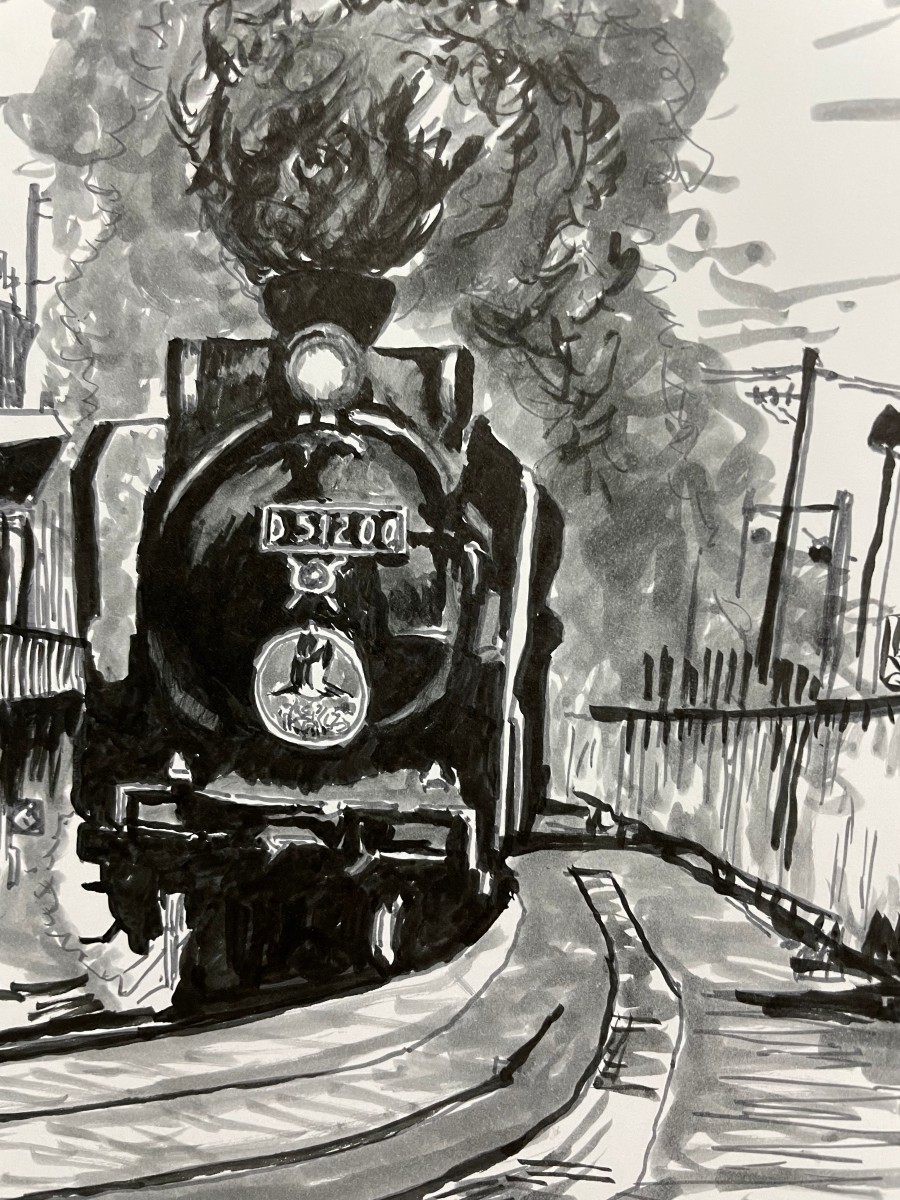 蒸気機関車 C60105 絵画 水彩画？ - メルカリ